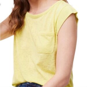 Loft Ann Taylor Yellow Stripe Cap Sleeve  Pullover Top